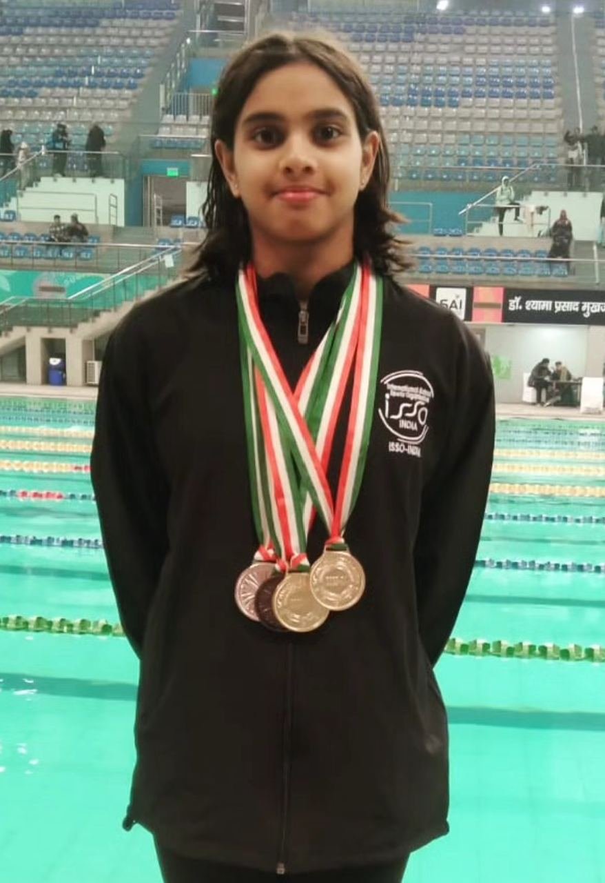 National-level gold medal won in swimming